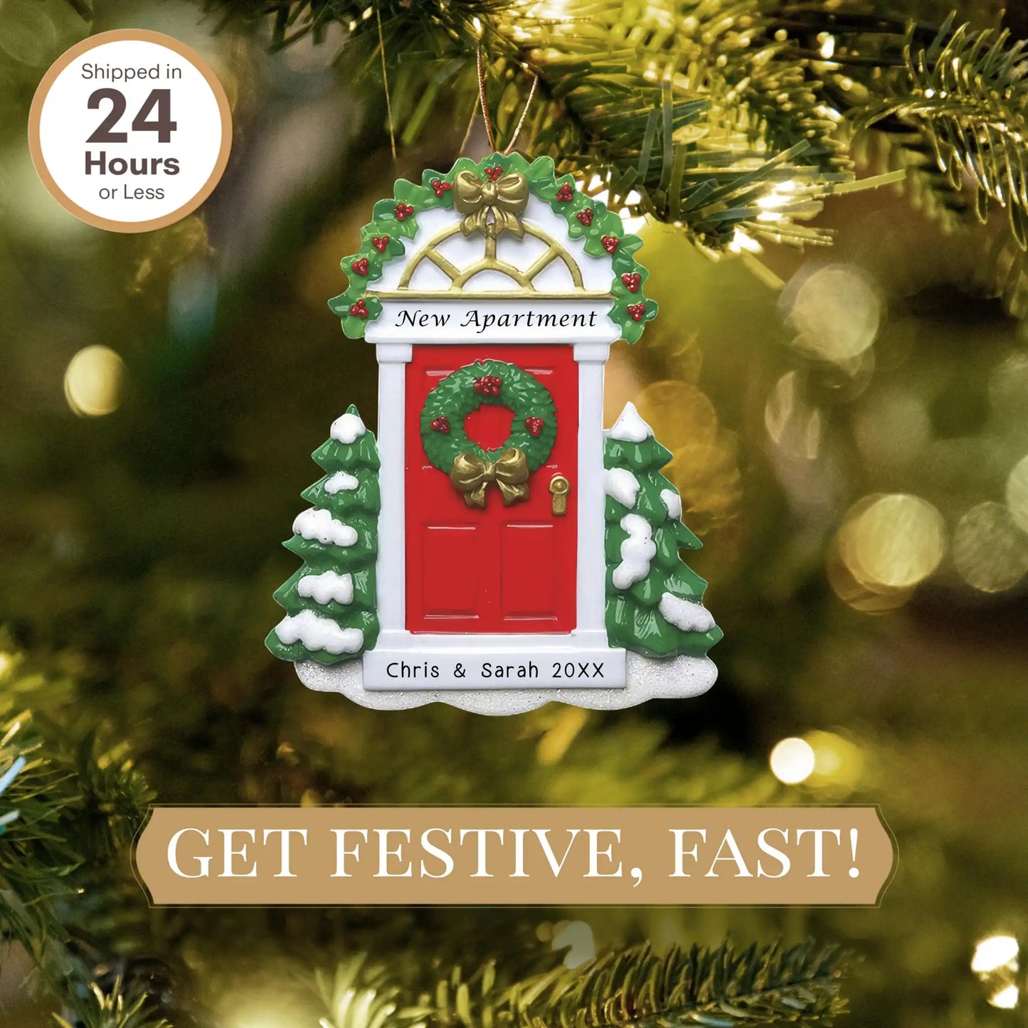 New Apartment Personalized Ornament - Red Door