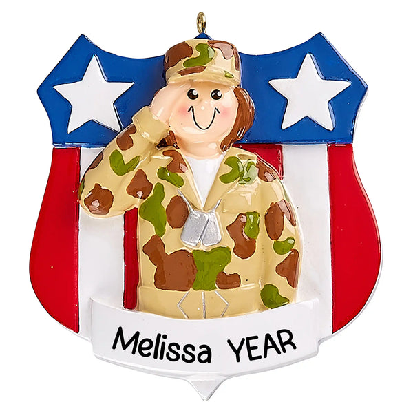 Female Army Soldier Personalized Ornament