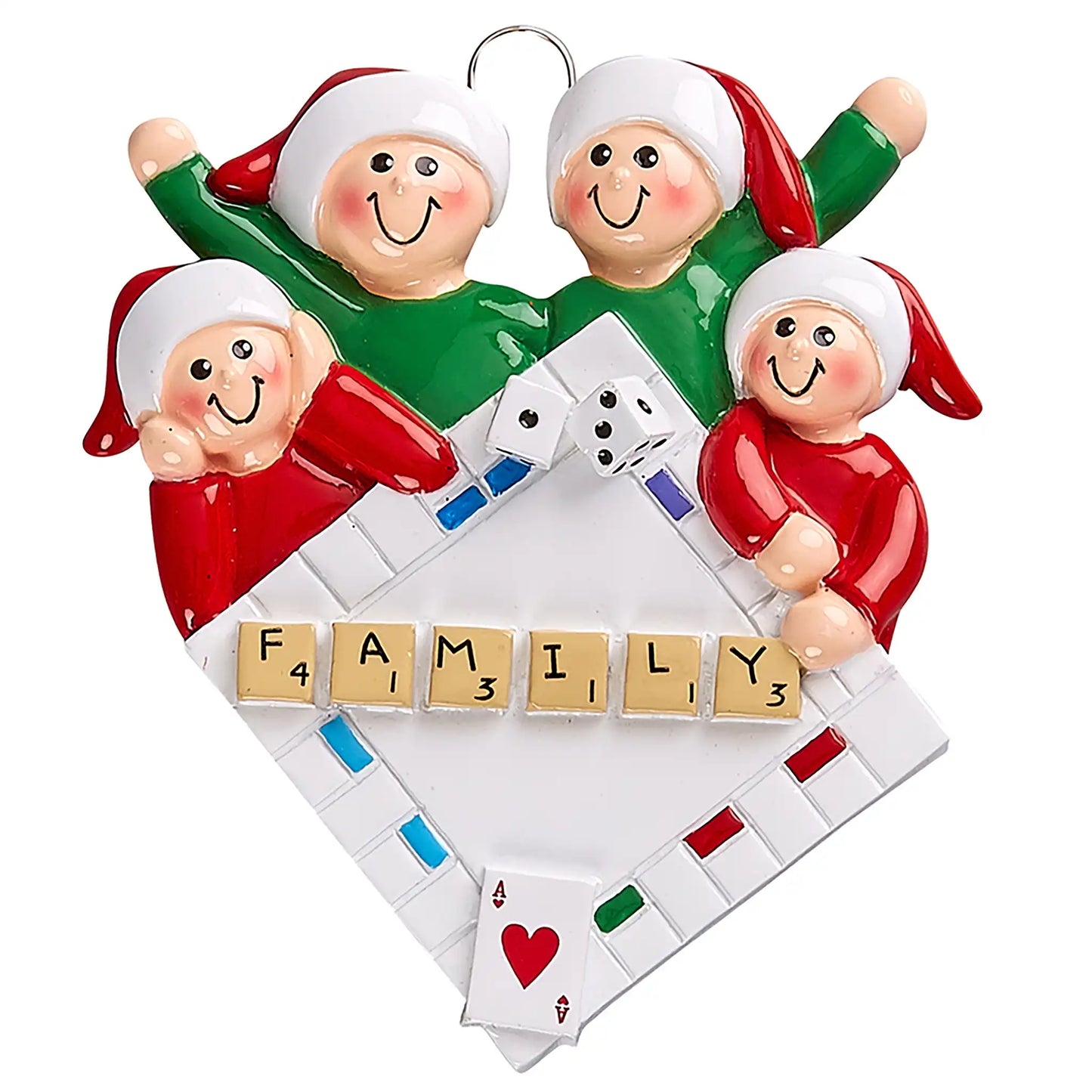 Game Night Family of 4 Personalized Ornament