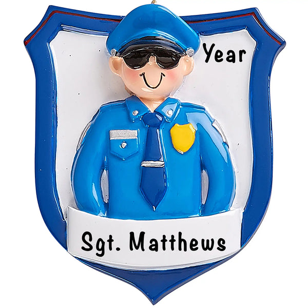 Police Officer Guy Personalized Ornament