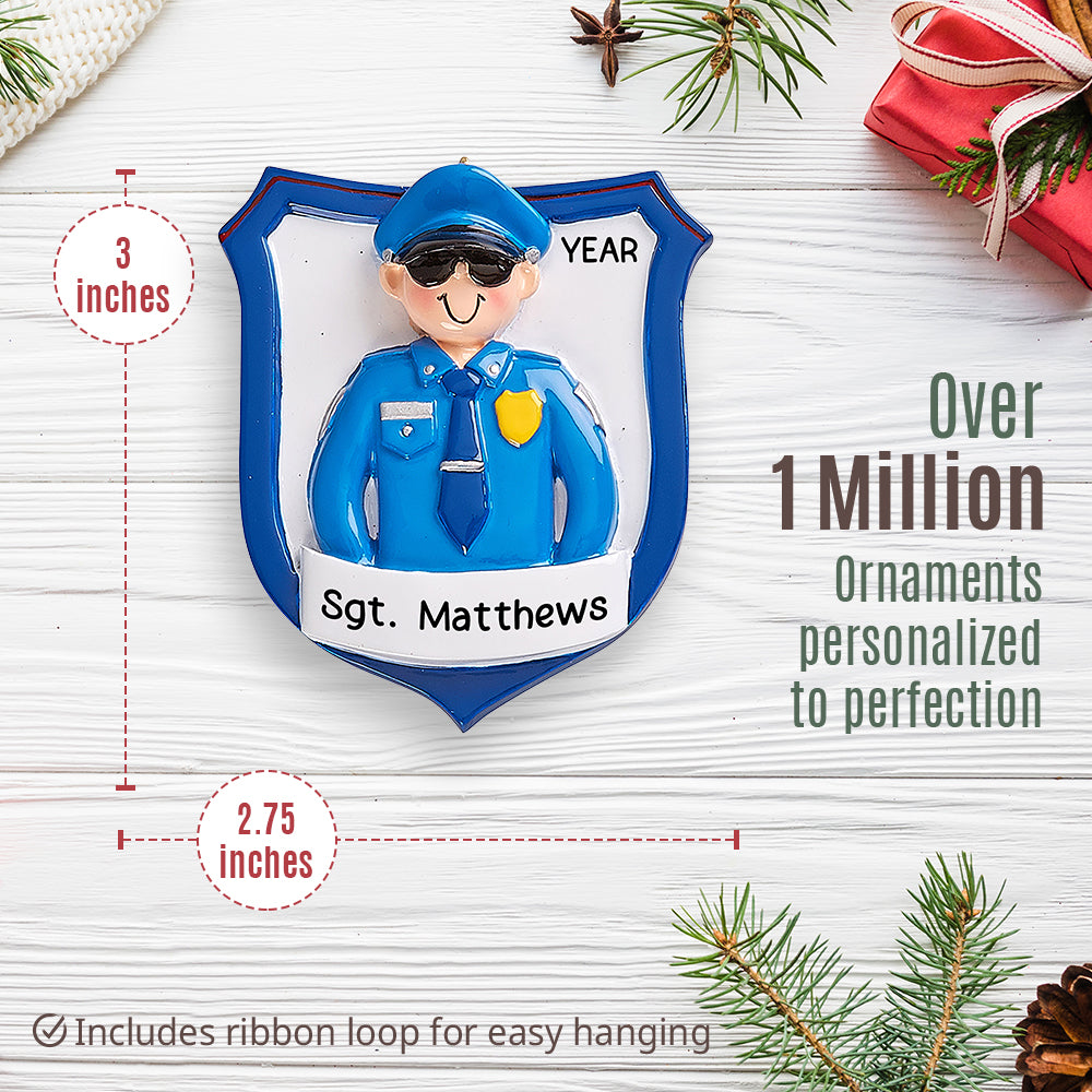 Police Officer Guy Christmas Ornament