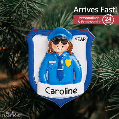 Police Officer Woman Christmas Ornament