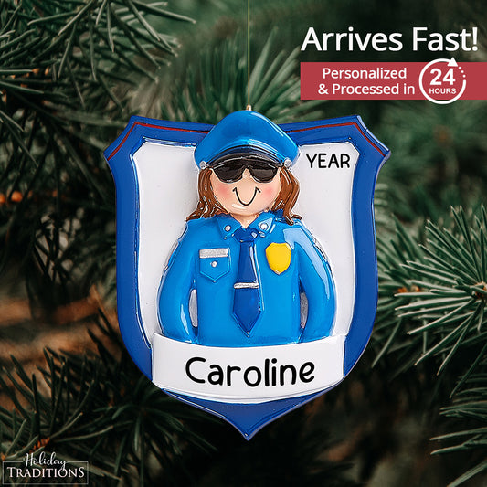 Police Officer Woman Christmas Ornament