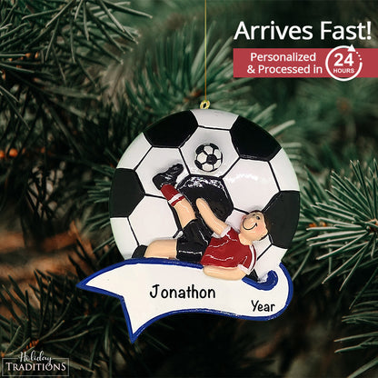 Soccer Kick Boy Christmas Ornament