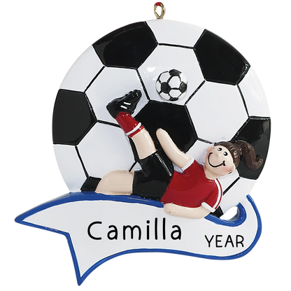 Soccer Kick Girl Christmas Ornament