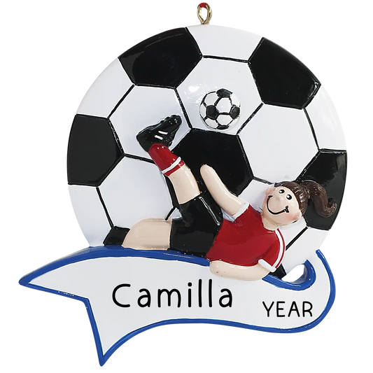 Soccer Kick Girl Christmas Ornament