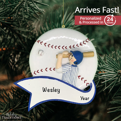 Baseball Boy Swing Christmas Ornament