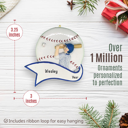 Baseball Boy Swing Christmas Ornament