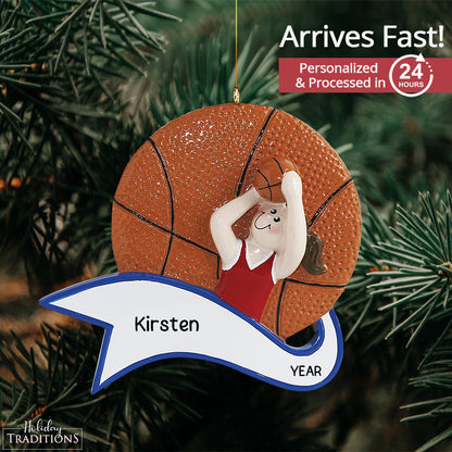 Basketball Shot Girl Christmas Ornament