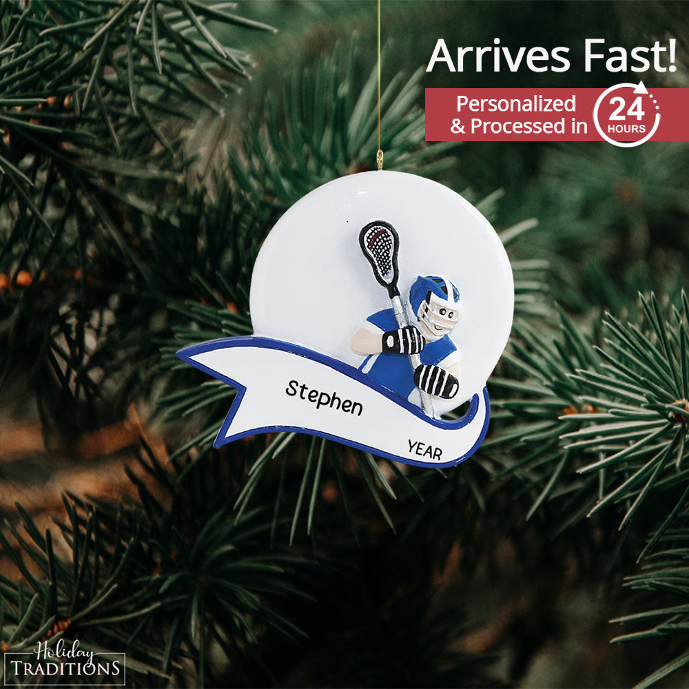 Lacrosse Shot Boy Christmas Ornament