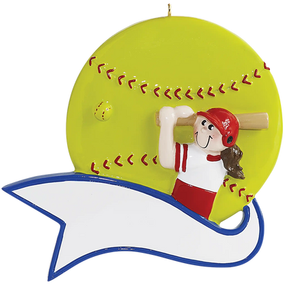 Softball Hit Girl Christmas Ornament