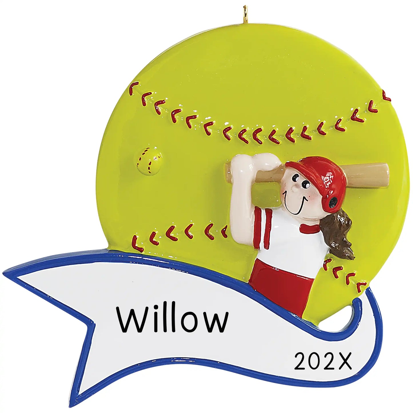 Softball Hit Girl Personalized Ornament