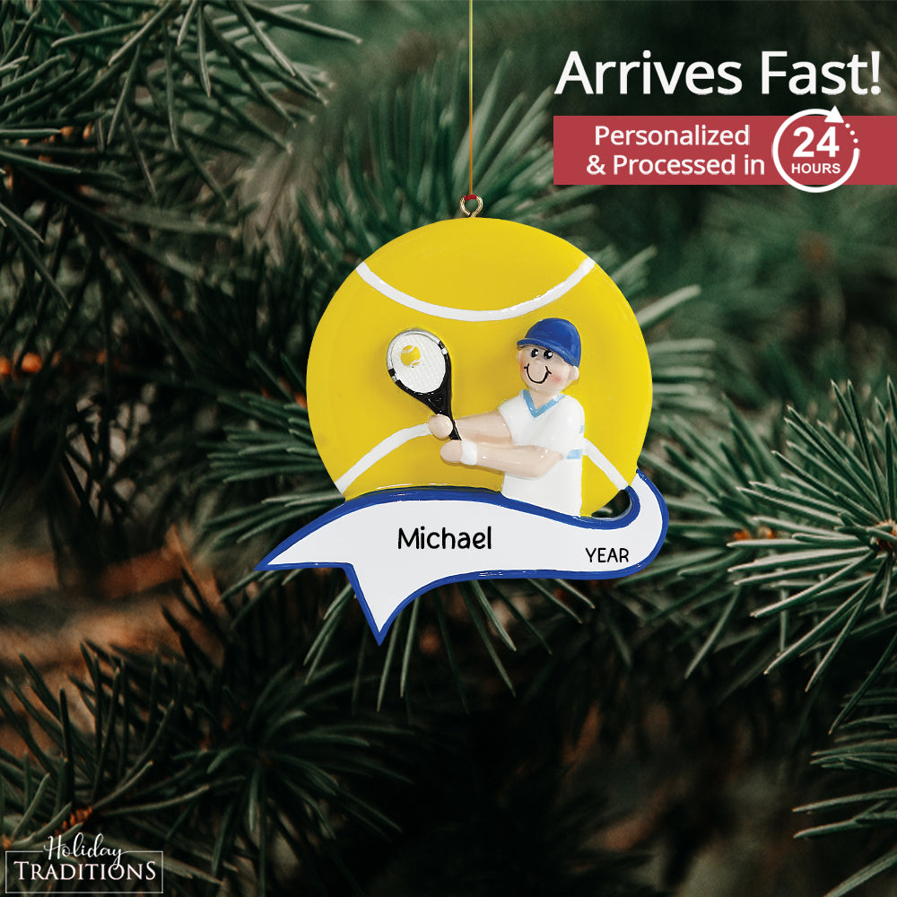 Tennis Serve Boy Christmas Ornament