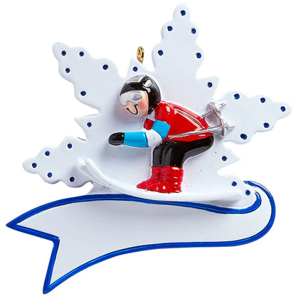 Skiing Snow Christmas Ornament