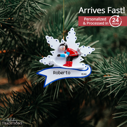 Skiing Snow Christmas Ornament