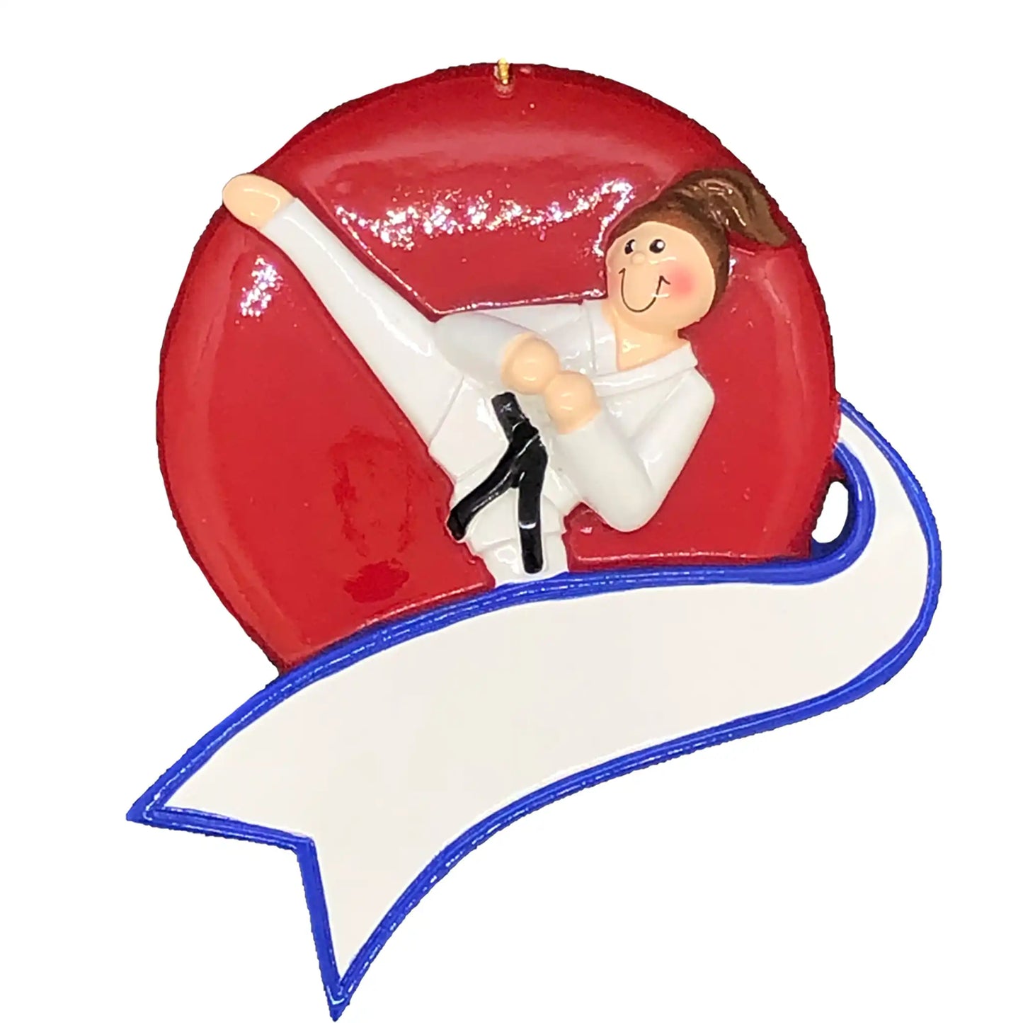 Karate Kick Girl Christmas Ornament