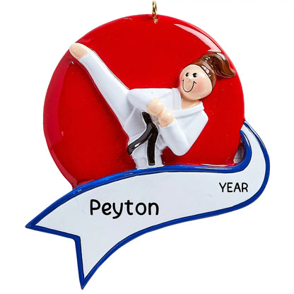 Karate Kick Girl Christmas Ornament