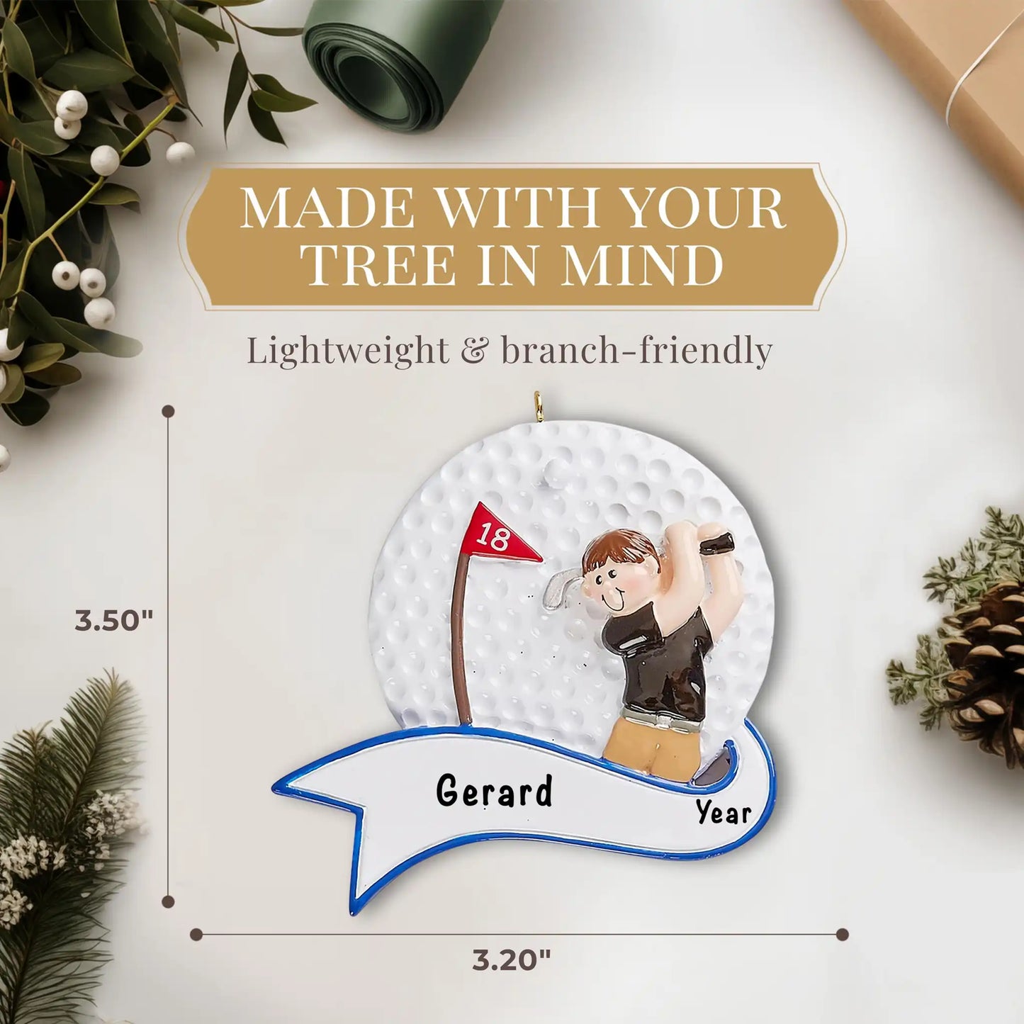 Golfer Swing Guy Christmas Ornament