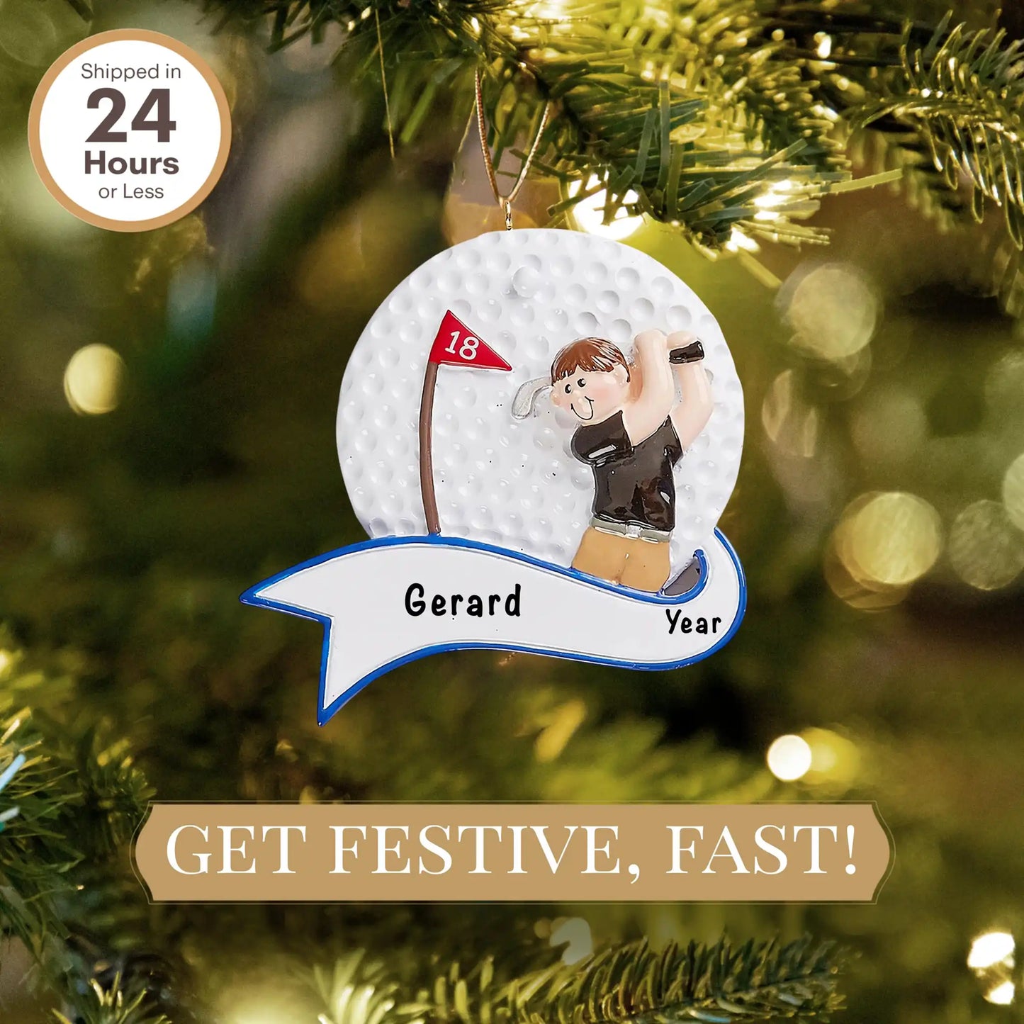 Golfer Swing Guy Christmas Ornament