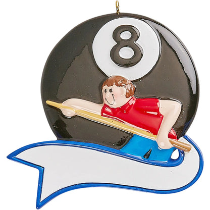 Personalized Pool Billiards Christmas Ornament