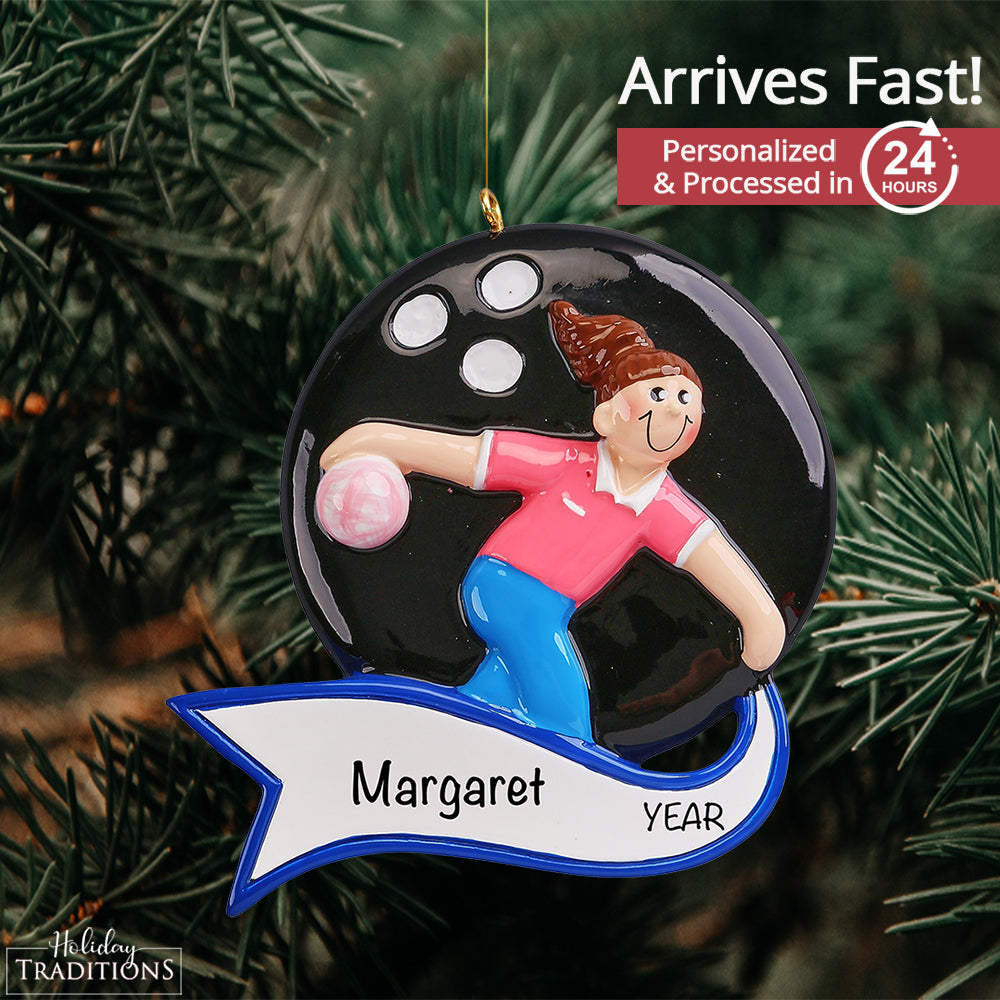 Bowling Girl Christmas Ornament