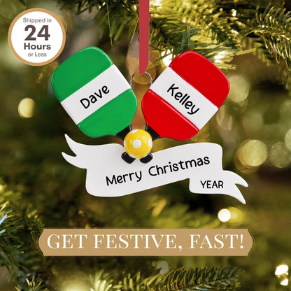 Pickleball Paddles Personalized Ornament - Banner