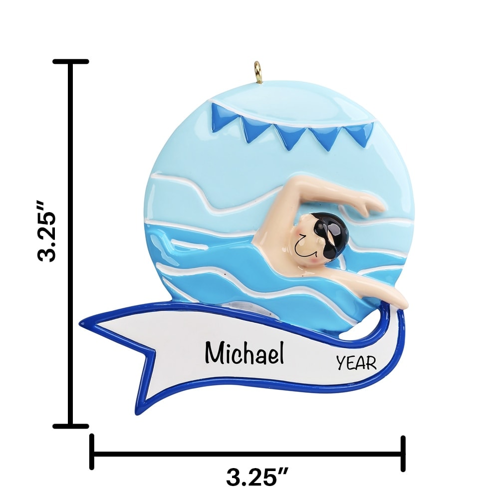 Boy Swimmer Christmas Ornament