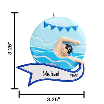 Boy Swimmer Christmas Ornament