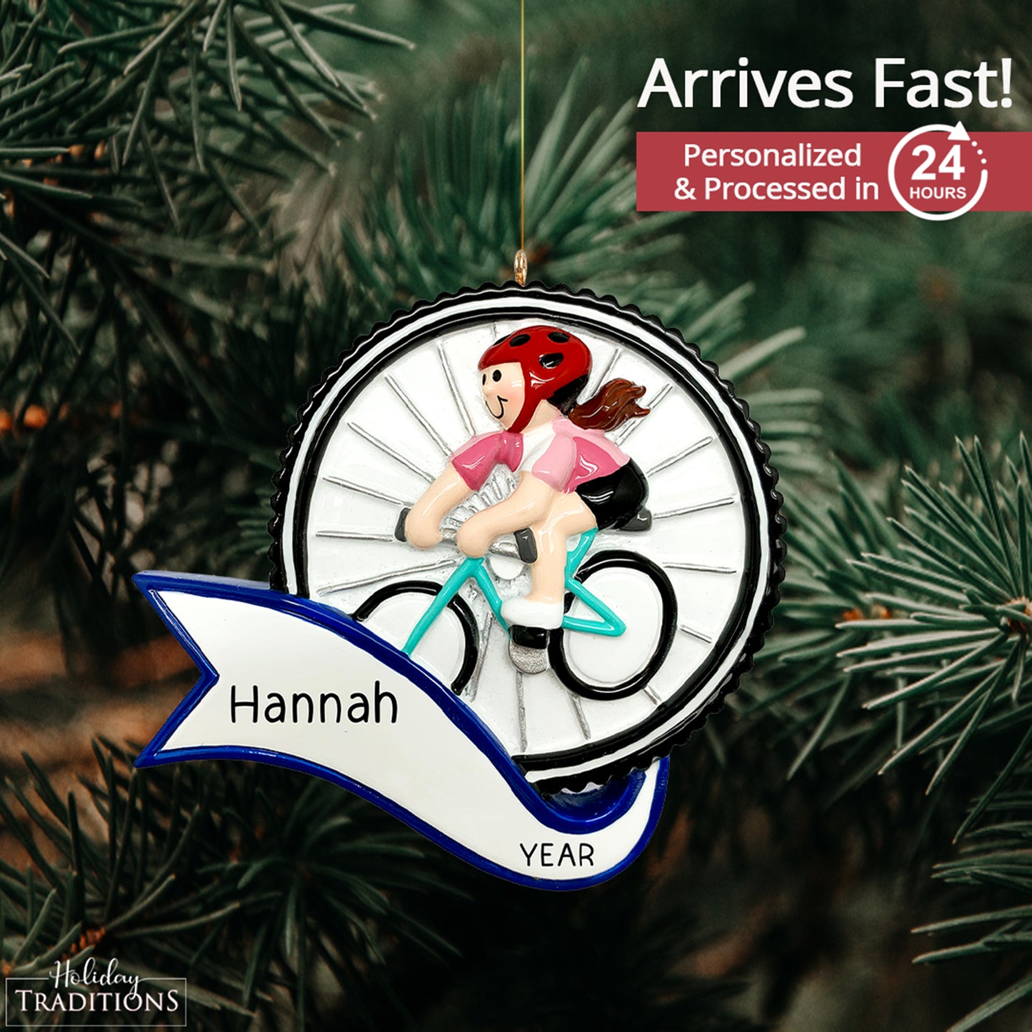 Cycling Girl Personalized Ornament