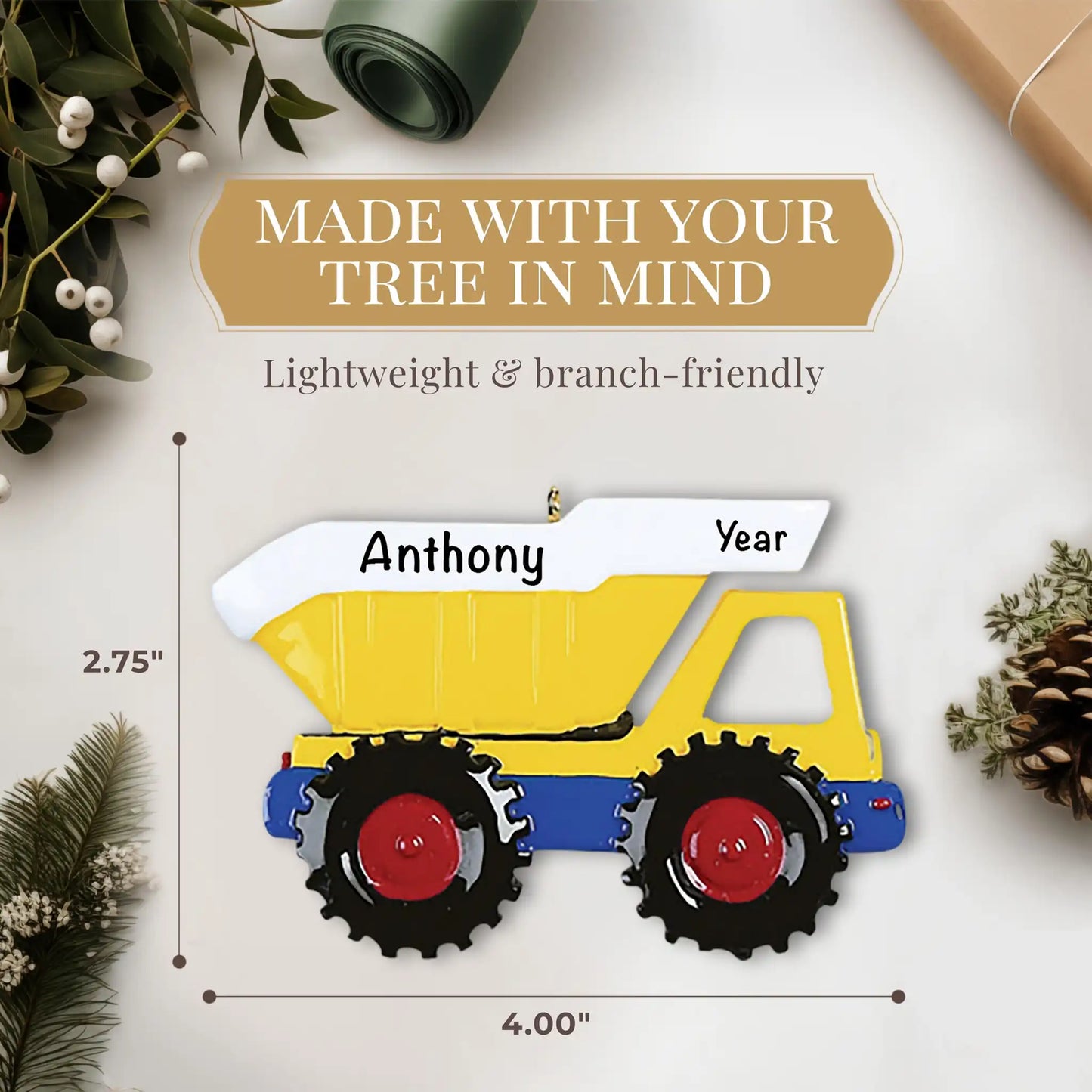 Adorno navideño de camión volquete 