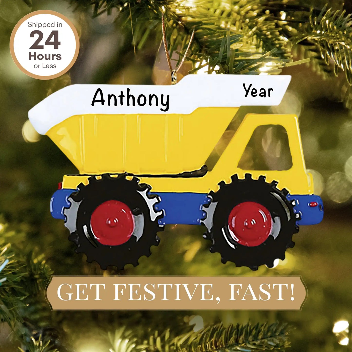 Adorno navideño de camión volquete 