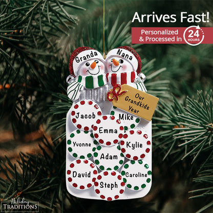 Mason Jar Snow Couple Christmas Ornament