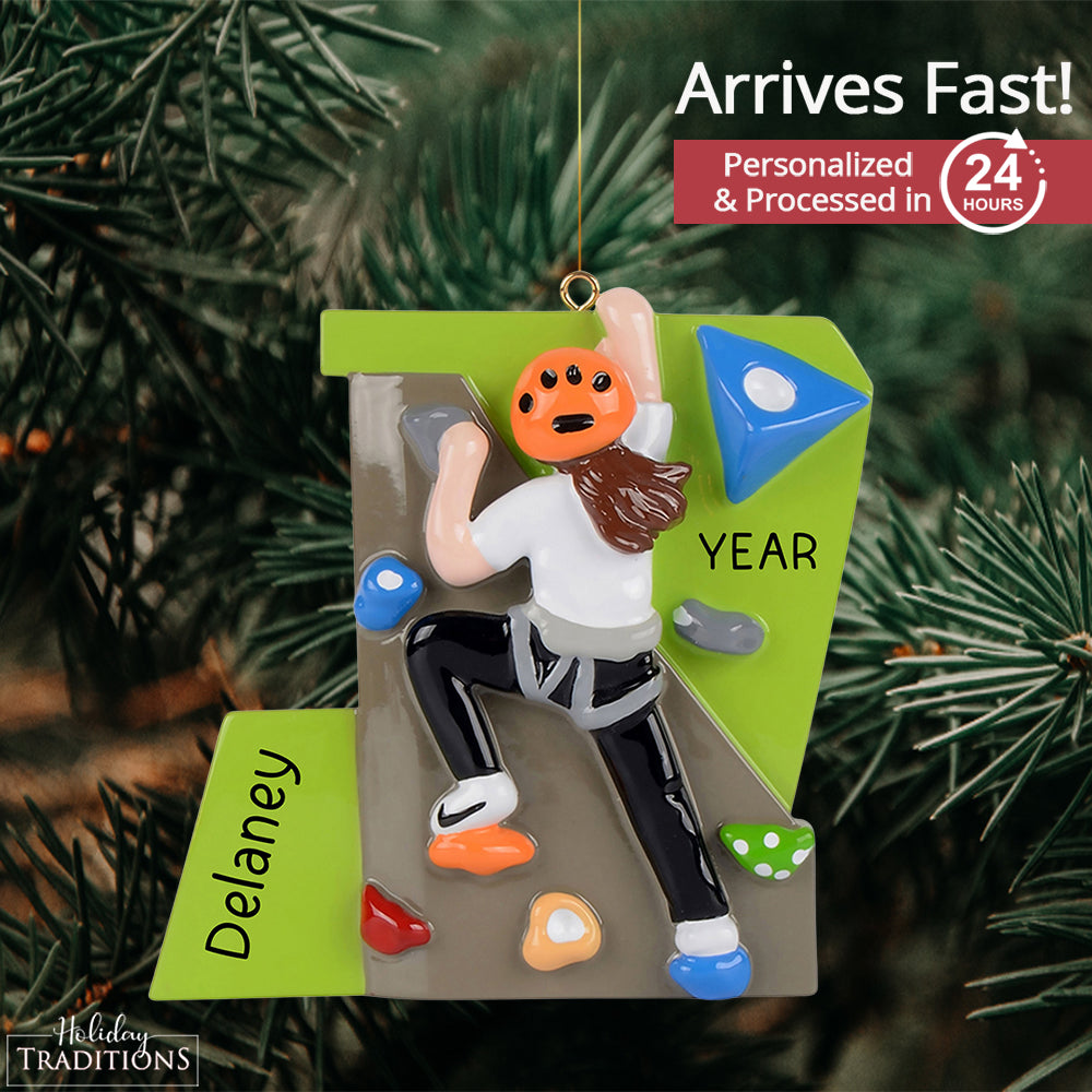 Rock Climbing Christmas Ornament - Girl