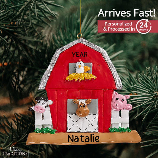 Farmyard Barn Animals Christmas Ornament