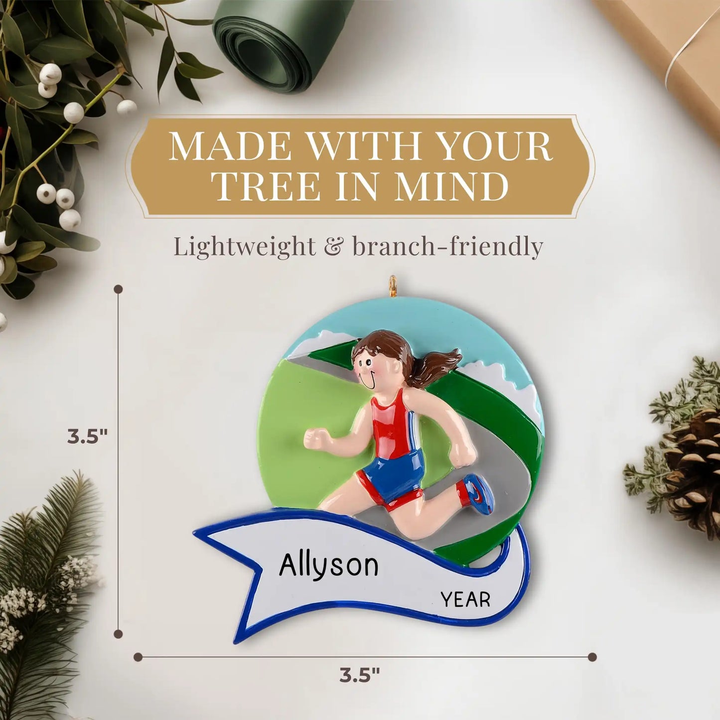 Running Christmas Ornament - Girl