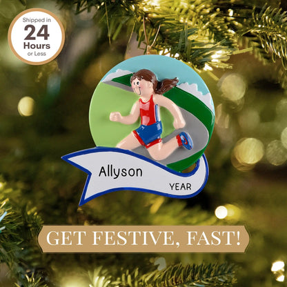 Running Christmas Ornament - Girl