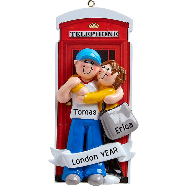 London Couple Personalized Ornament custom names travel themed couple keepsake
