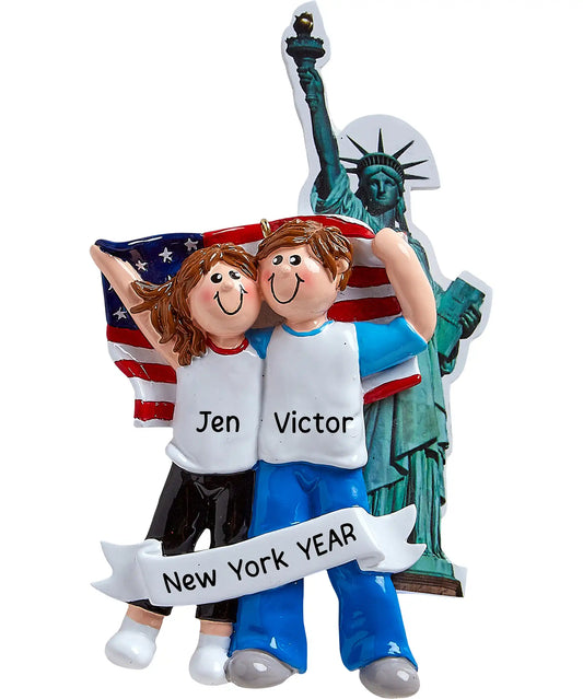 New York Couple Christmas Ornament