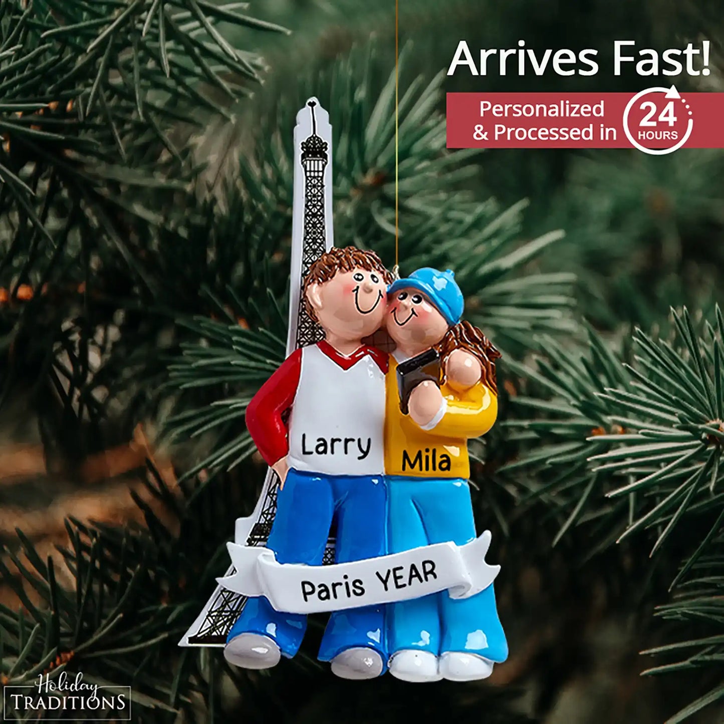 Paris Couple Personalized Ornament