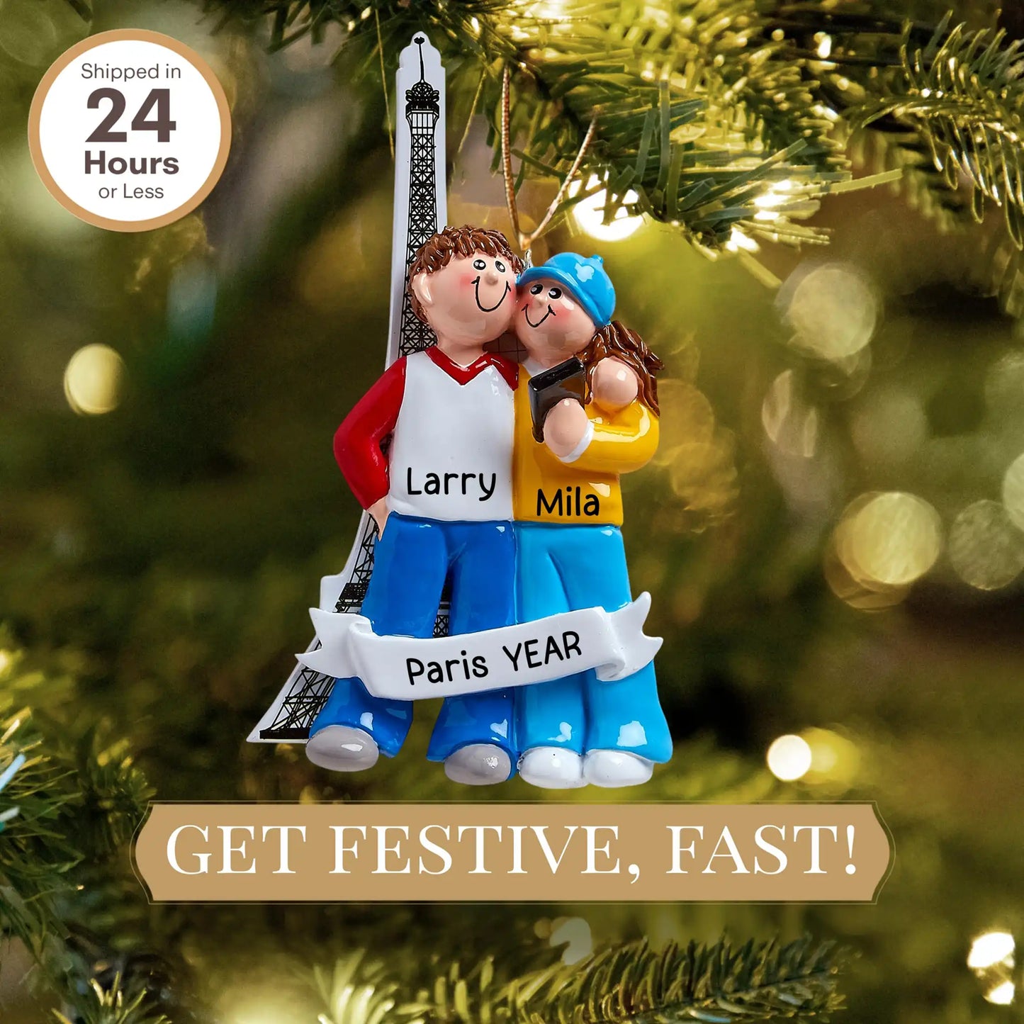 Paris Couple Personalized Ornament