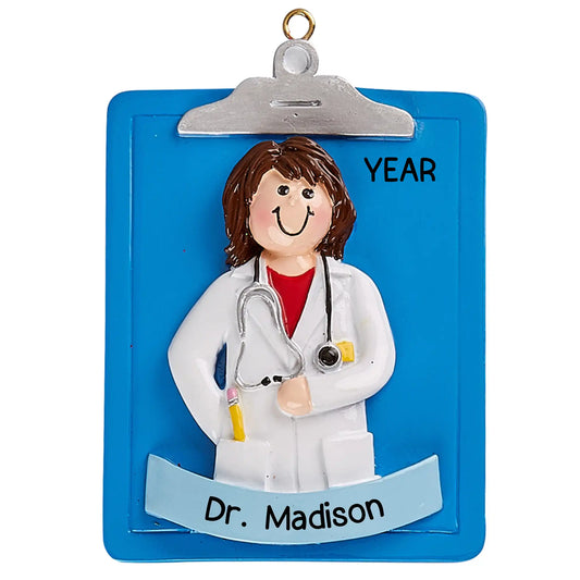 Doctor Girl Clipboard Christmas Ornament