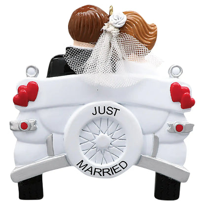 Just Married Wedding Car Christmas Ornament