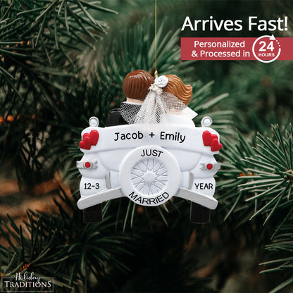 Just Married Wedding Car Christmas Ornament