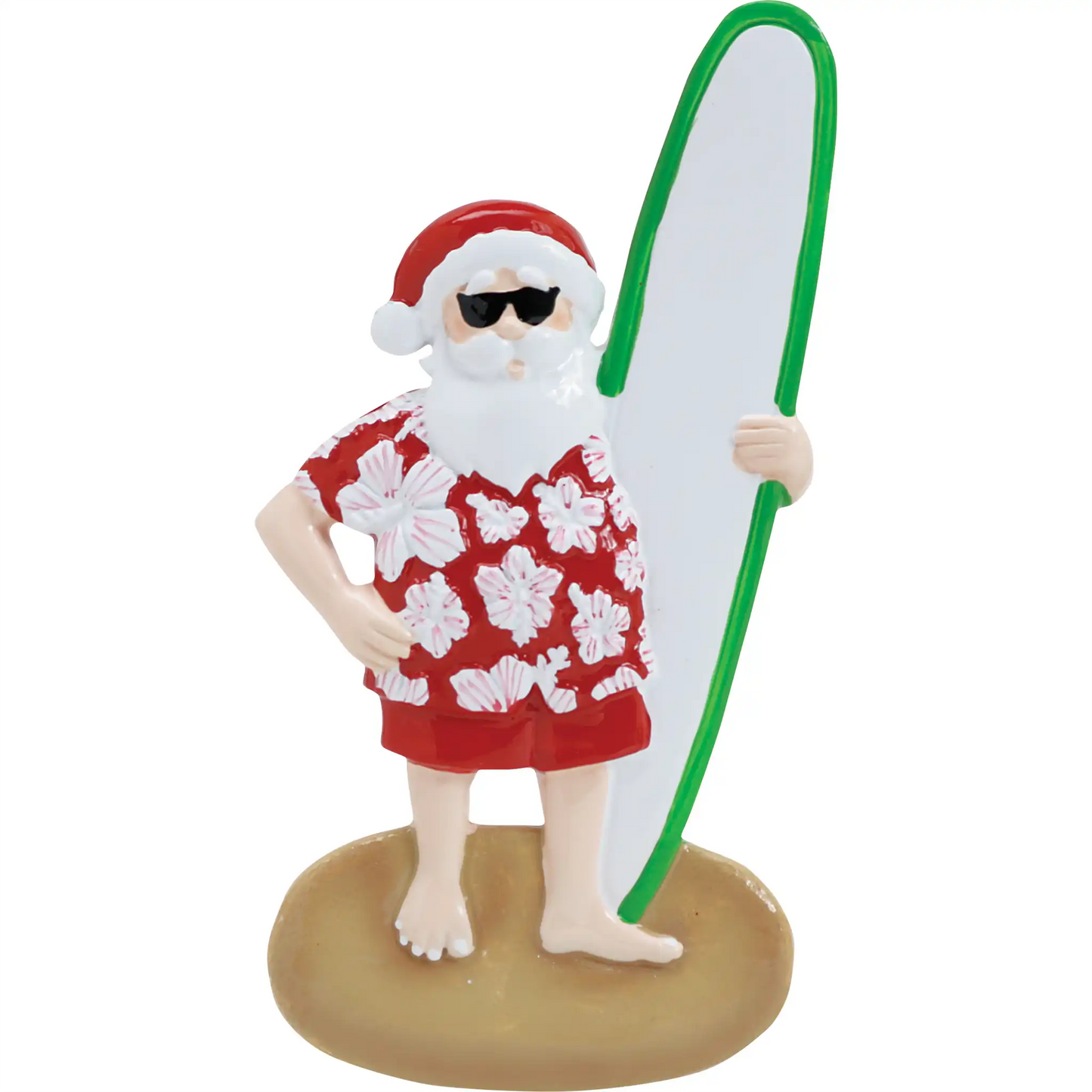 Santa Surf Board Christmas Ornament