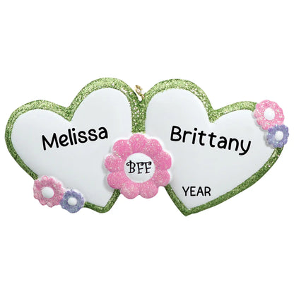 Best Friends Forever Hearts Christmas Ornament