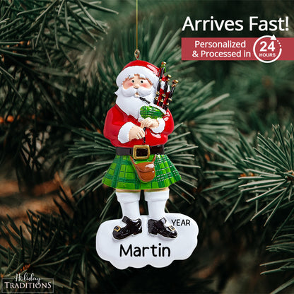 Scottish Bagpipes Santa Christmas Ornament