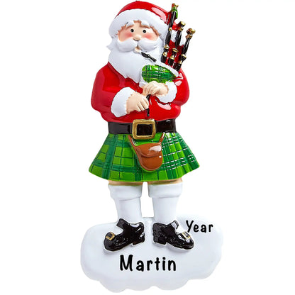 Scottish Bagpipes Santa Christmas Ornament