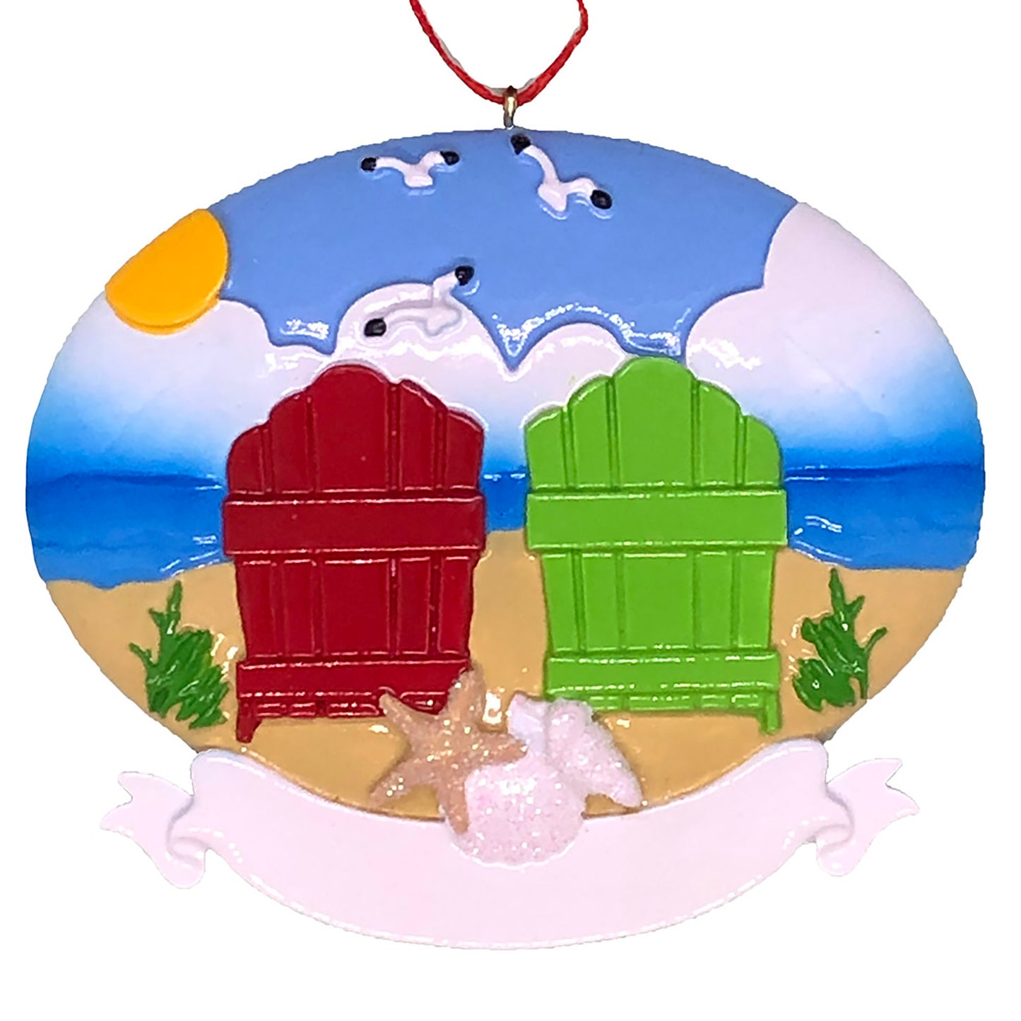 Beach Adirondack Couple Christmas Ornament