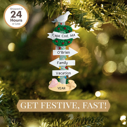 Adorno navideño con letreros de playa 