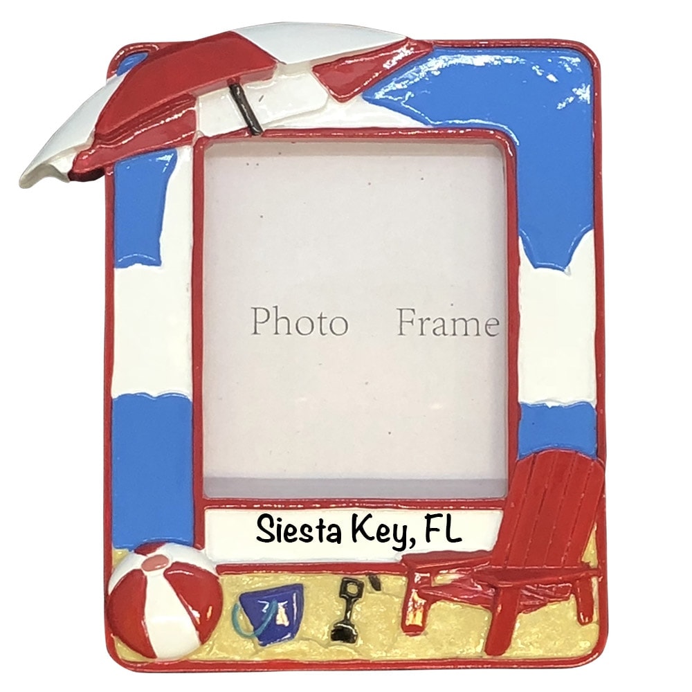 1830 Beach Photoframe Personalized Christmas Ornament